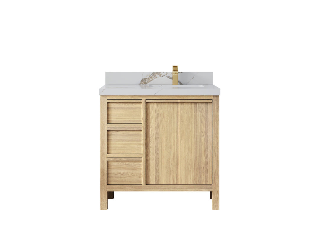 Elizabeth White Oak 36 in. W x 22 in. D Right Offset Sink Bathroom Vanity