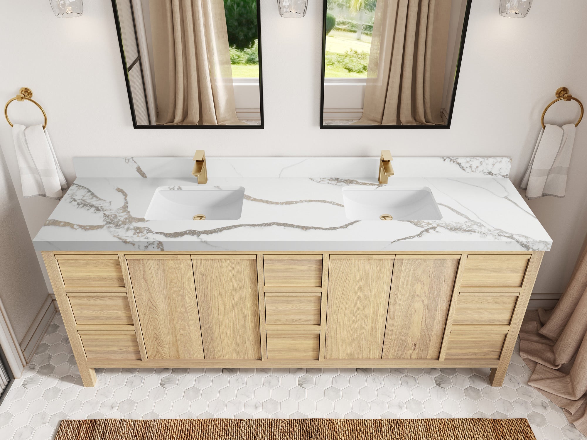 Elizabeth White Oak 84 in. W x 22 in. D Double Sink Bathroom Vanity