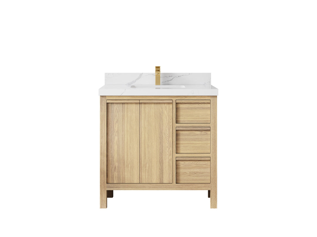 Elizabeth White Oak 36 in. W x 22 in. D Center Sink Bathroom Vanity