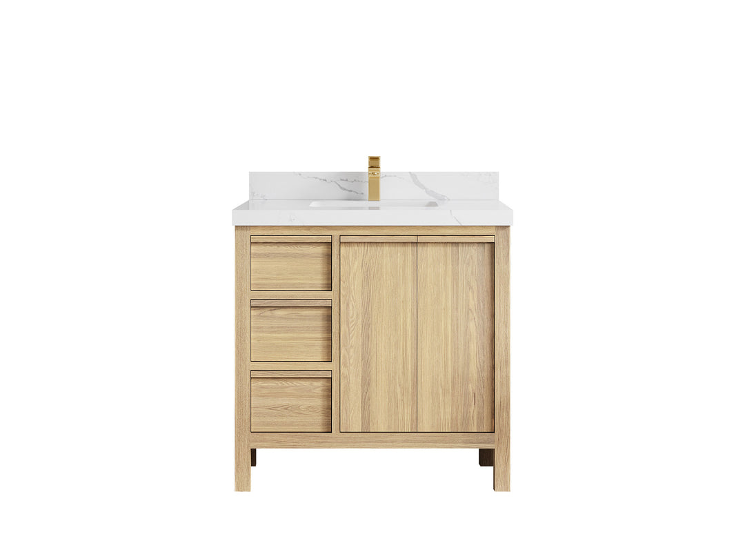 Elizabeth White Oak 36 in. W x 22 in. D Center Sink Bathroom Vanity