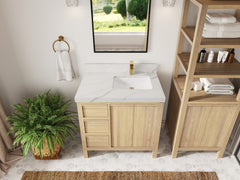 Elizabeth White Oak 36 in. W x 22 in. D Right Offset Sink Bathroom Vanity - photo 11