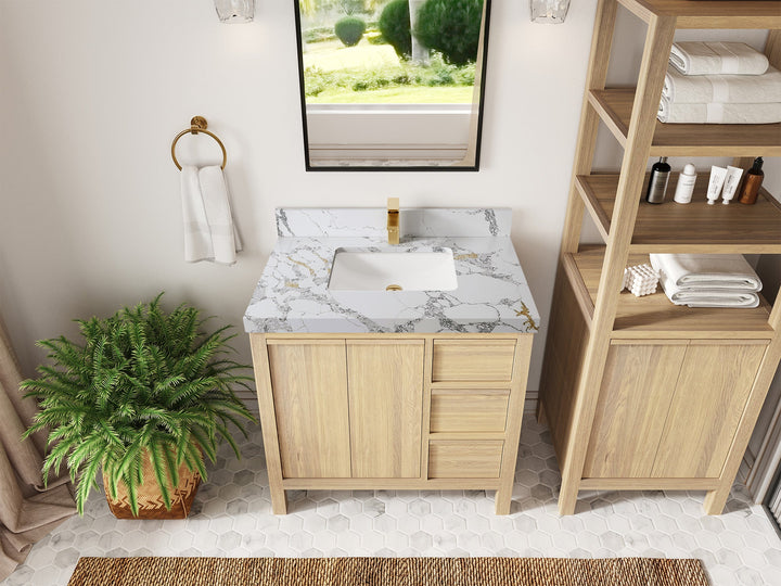 Elizabeth White Oak 36 in. W x 22 in. D Center Sink Bathroom Vanity - photo 20