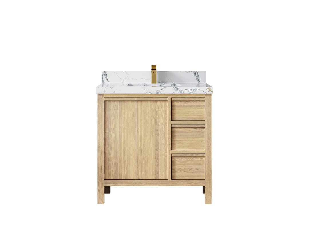 Elizabeth White Oak 36 in. W x 22 in. D Center Sink Bathroom Vanity