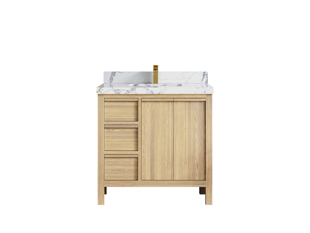 Elizabeth White Oak 36 in. W x 22 in. D Center Sink Bathroom Vanity