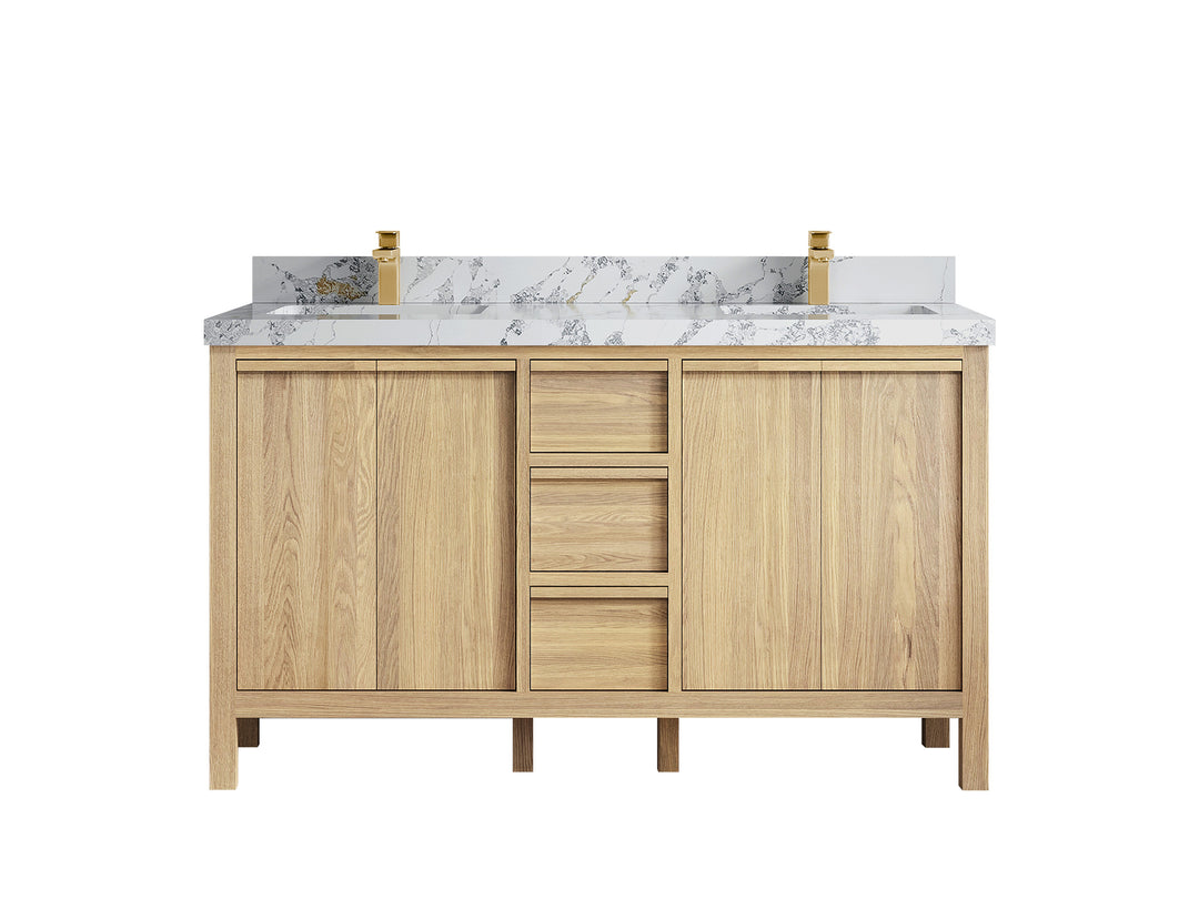 Elizabeth White Oak 60 in. W x 22 in. D Double Sink Bathroom Vanity