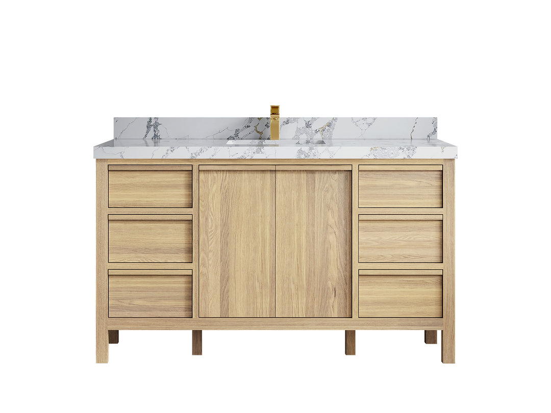 Elizabeth White Oak 60 in. W x 22 in. D Single Sink Bathroom Vanity