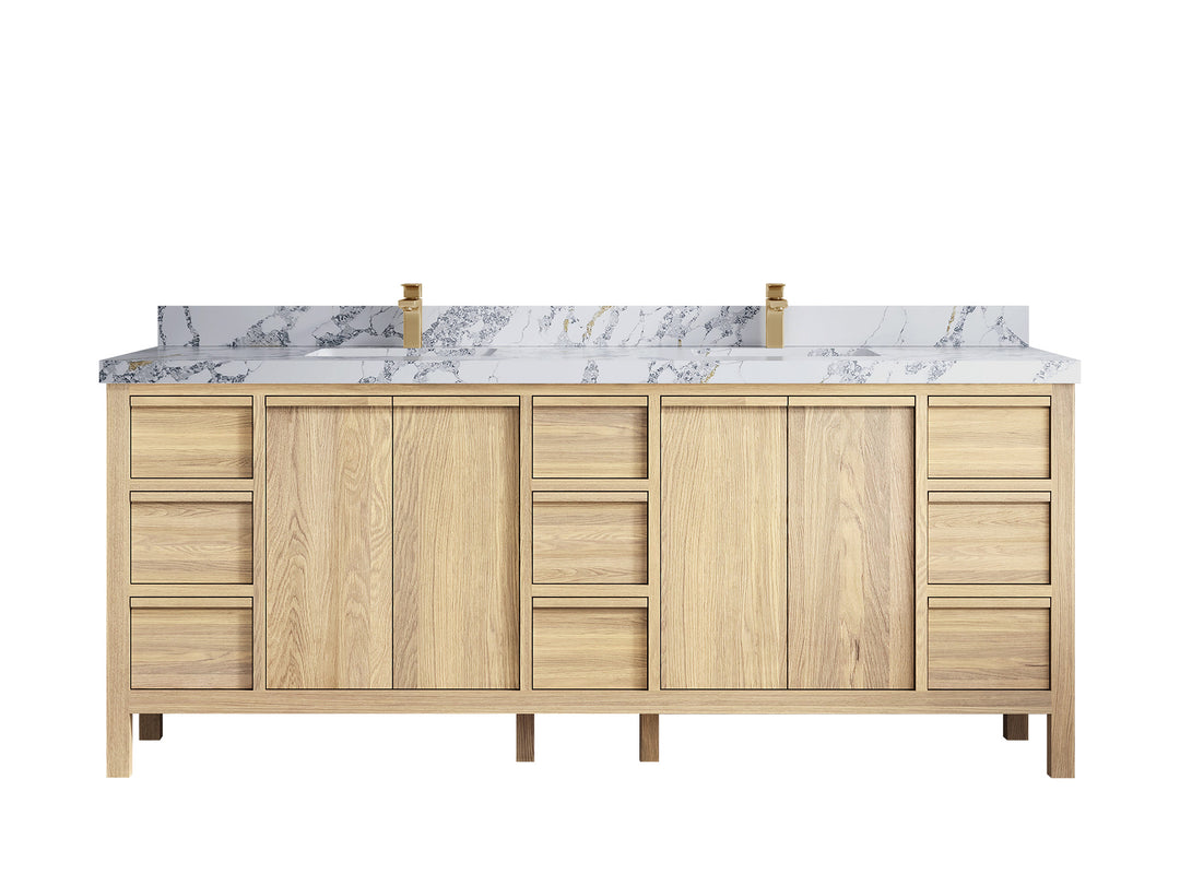 Elizabeth White Oak 84 in. W x 22 in. D Double Sink Bathroom Vanity