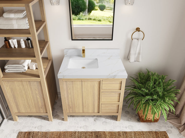 Elizabeth White Oak 36 in. W x 22 in. D Left Offset Sink Bathroom Vanity - photo 22