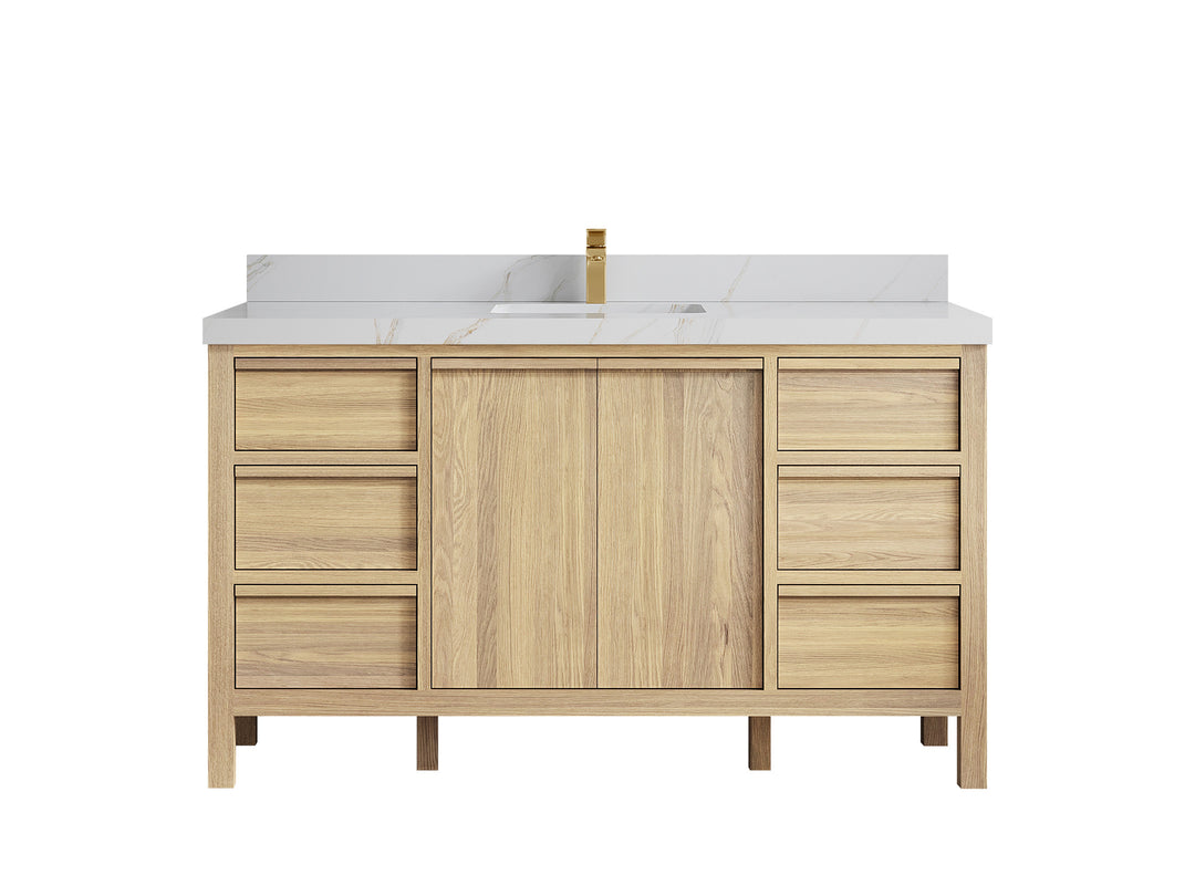 Elizabeth White Oak 60 in. W x 22 in. D Single Sink Bathroom Vanity