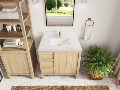 Elizabeth White Oak 36 in. W x 22 in. D Center Sink Bathroom Vanity
