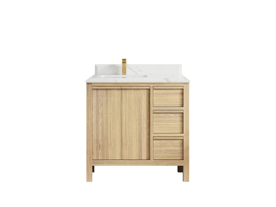 Elizabeth White Oak 36 in. W x 22 in. D Left Offset Sink Bathroom Vanity