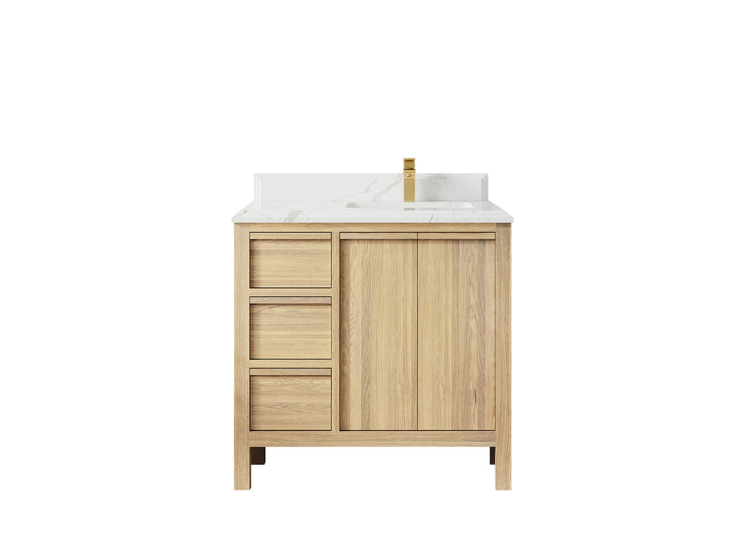 Elizabeth White Oak 36 in. W x 22 in. D Right Offset Sink Bathroom Vanity