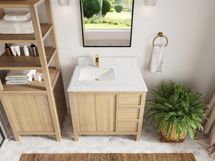 Elizabeth White Oak 36 in. W x 22 in. D Left Offset Sink Bathroom Vanity - photo 30