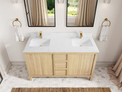Elizabeth White Oak 60 in. W x 22 in. D Double Sink Bathroom Vanity - photo 25