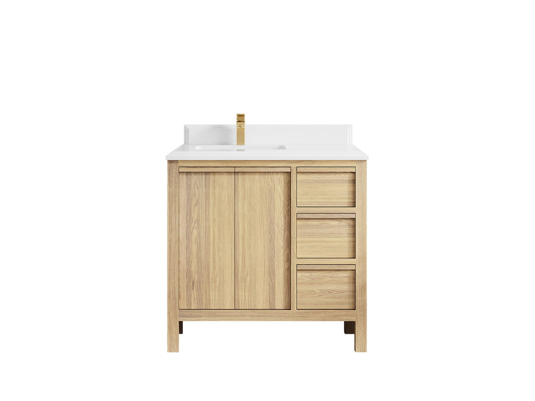 Elizabeth White Oak 36 in. W x 22 in. D Left Offset Sink Bathroom Vanity