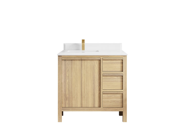Elizabeth White Oak 36 in. W x 22 in. D Left Offset Sink Bathroom Vanity - photo 33