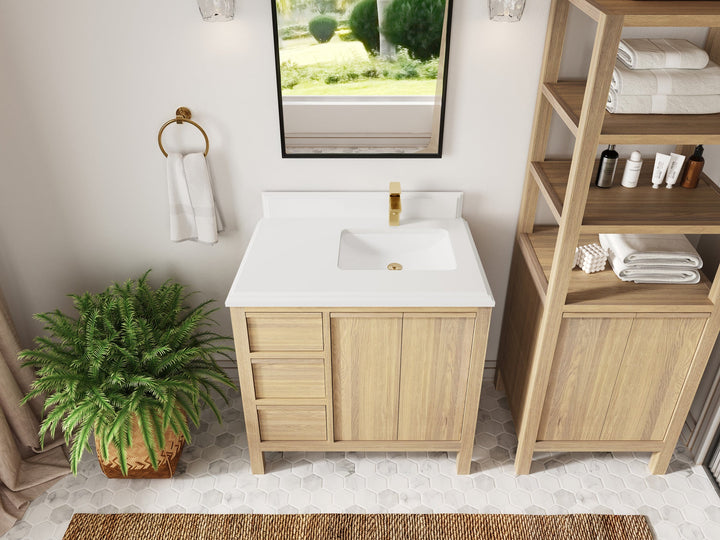 Elizabeth White Oak 36 in. W x 22 in. D Right Offset Sink Bathroom Vanity - photo 32