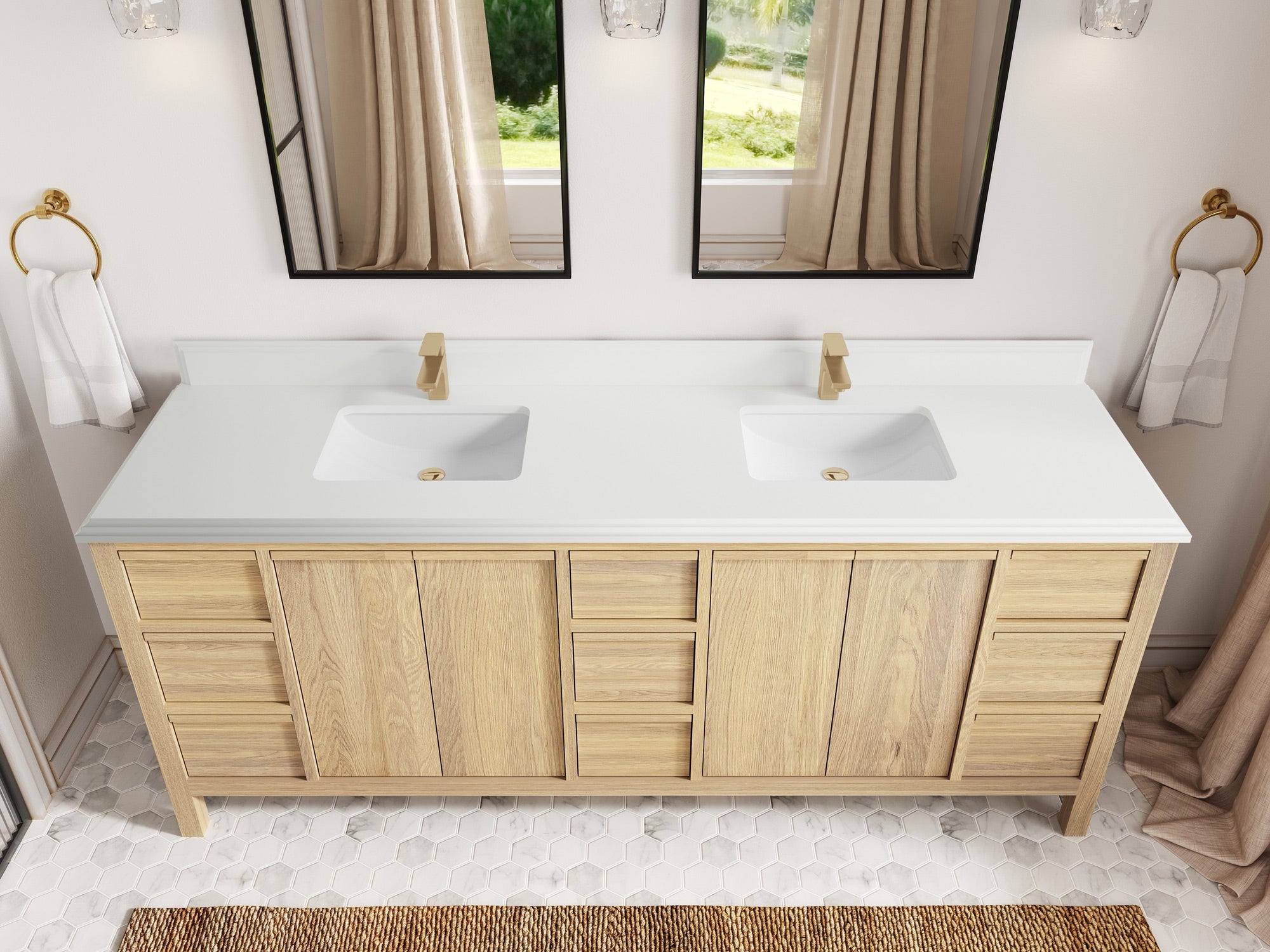 Elizabeth White Oak 84 in. W x 22 in. D Double Sink Bathroom Vanity