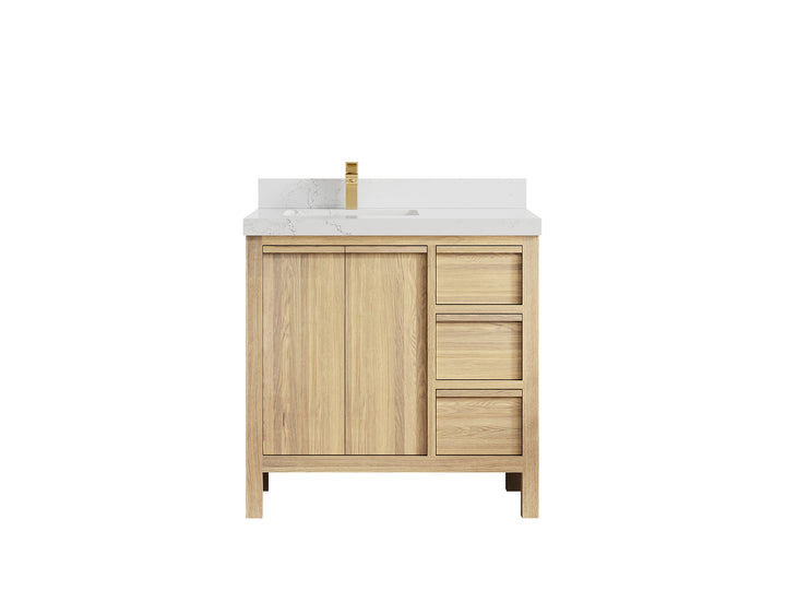 Elizabeth White Oak 36 in. W x 22 in. D Left Offset Sink Bathroom Vanity - photo 35