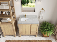 Elizabeth White Oak 36 in. W x 22 in. D Left Offset Sink Bathroom Vanity - photo 36