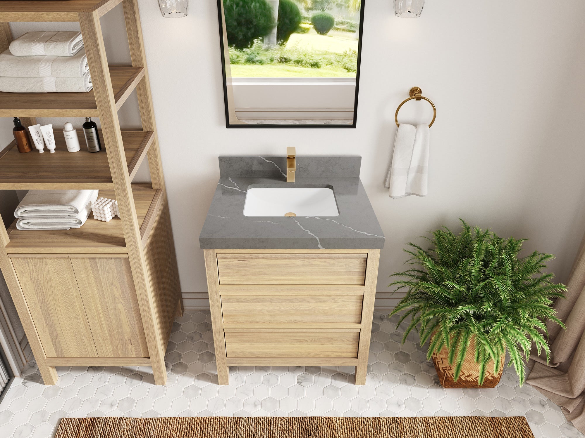 Elizabeth White Oak 30 in. W x 22 in. D Single Sink Bathroom Vanity