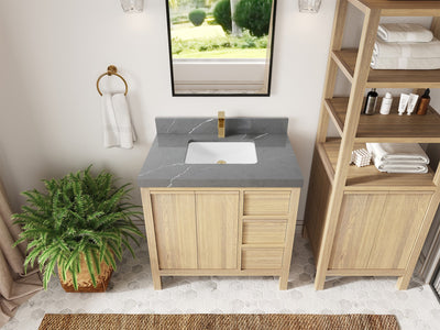 Elizabeth White Oak 36 in. W x 22 in. D Center Sink Bathroom Vanity
