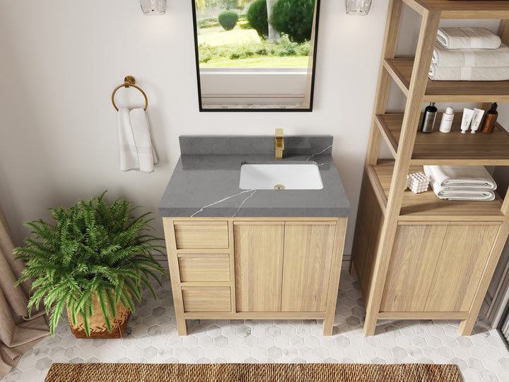 Elizabeth White Oak 36 in. W x 22 in. D Right Offset Sink Bathroom Vanity - photo 38