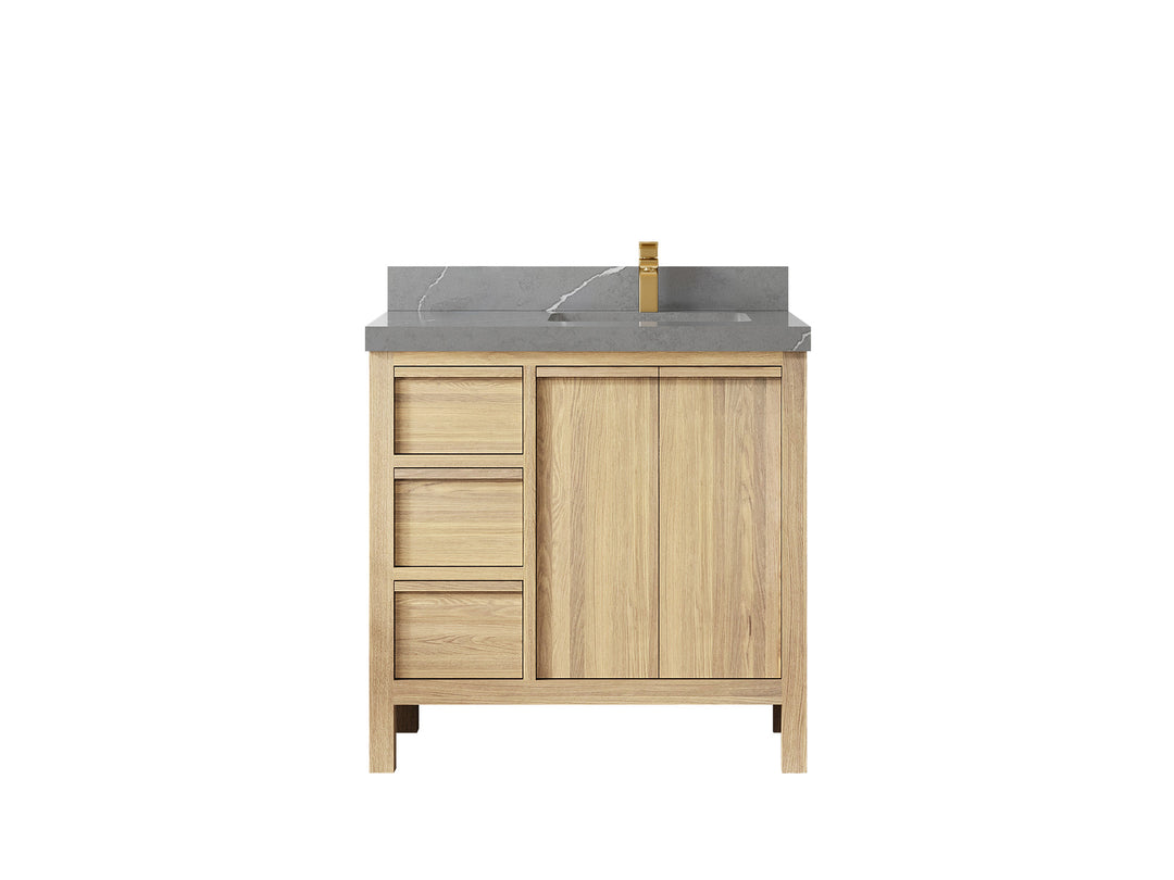 Elizabeth White Oak 36 in. W x 22 in. D Right Offset Sink Bathroom Vanity