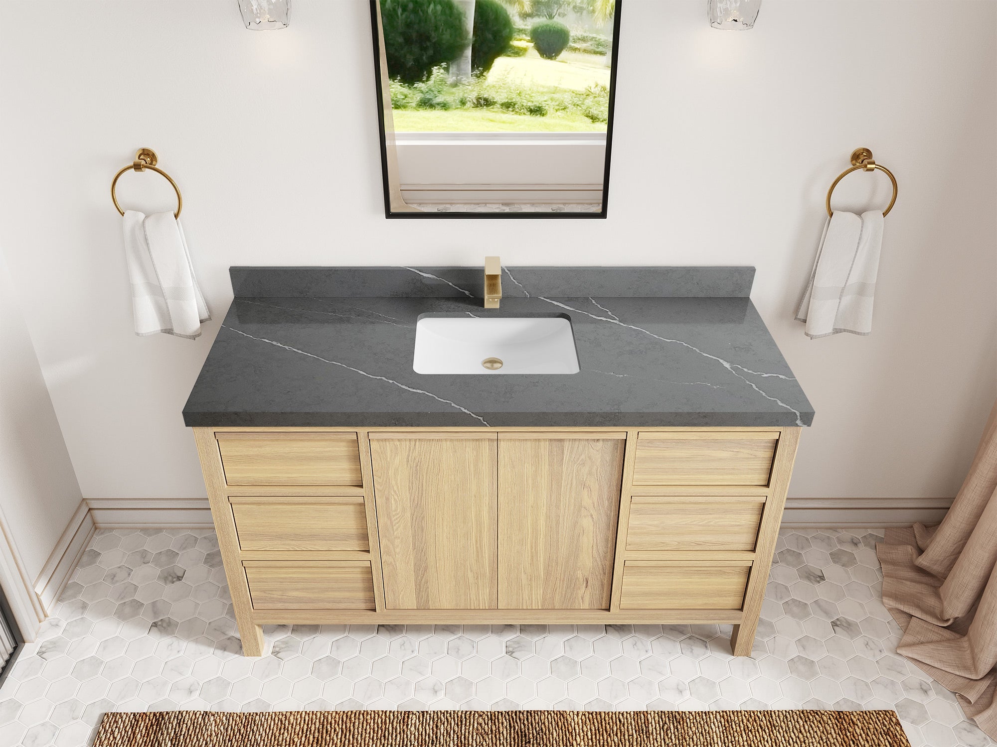 Elizabeth White Oak 60 in. W x 22 in. D Single Sink Bathroom Vanity