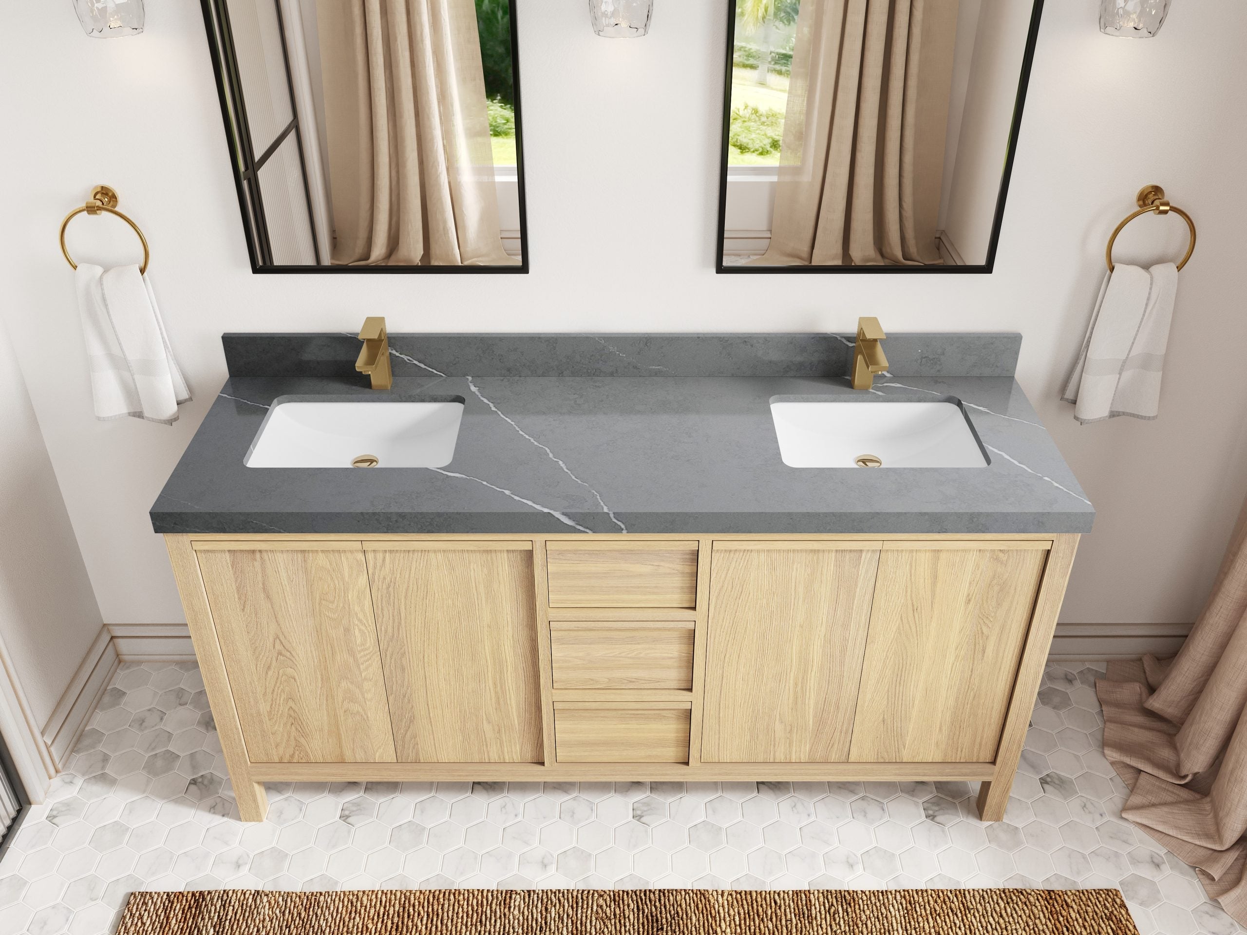 Elizabeth White Oak 72 in. W x 22 in. D Double Sink Bathroom Vanity
