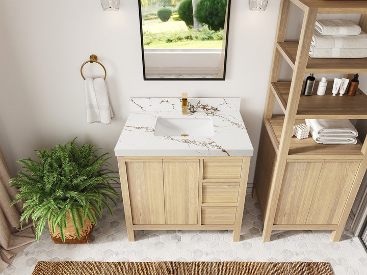 Elizabeth White Oak 36 in. W x 22 in. D Center Sink Bathroom Vanity - photo 40