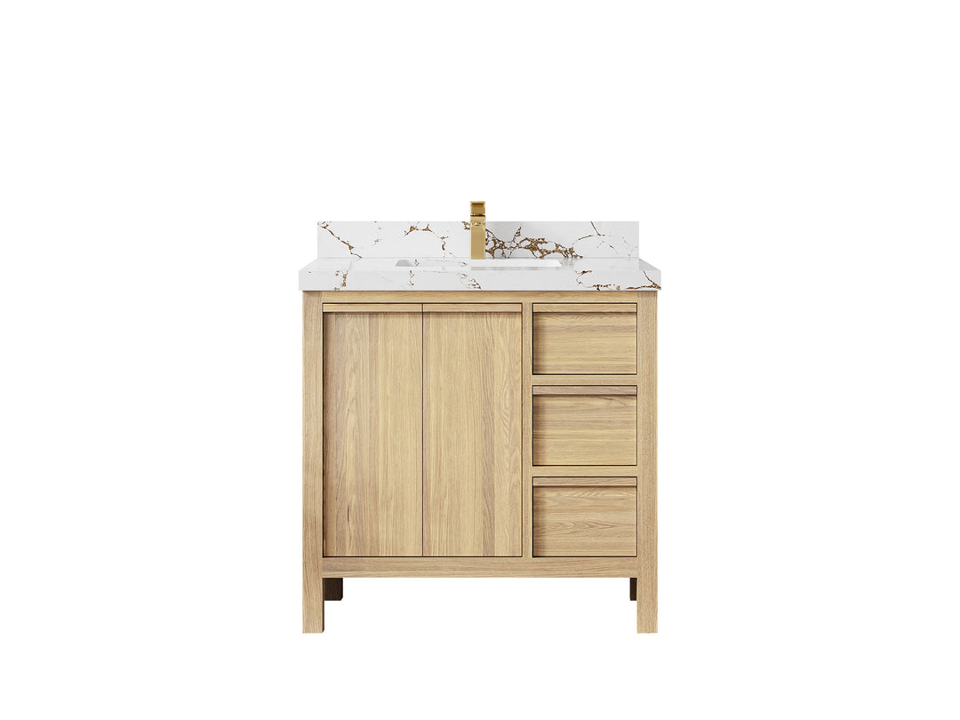 Elizabeth White Oak 36 in. W x 22 in. D Center Sink Bathroom Vanity