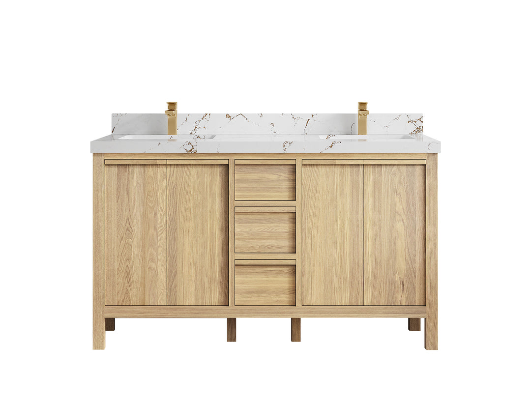 Elizabeth White Oak 60 in. W x 22 in. D Double Sink Bathroom Vanity