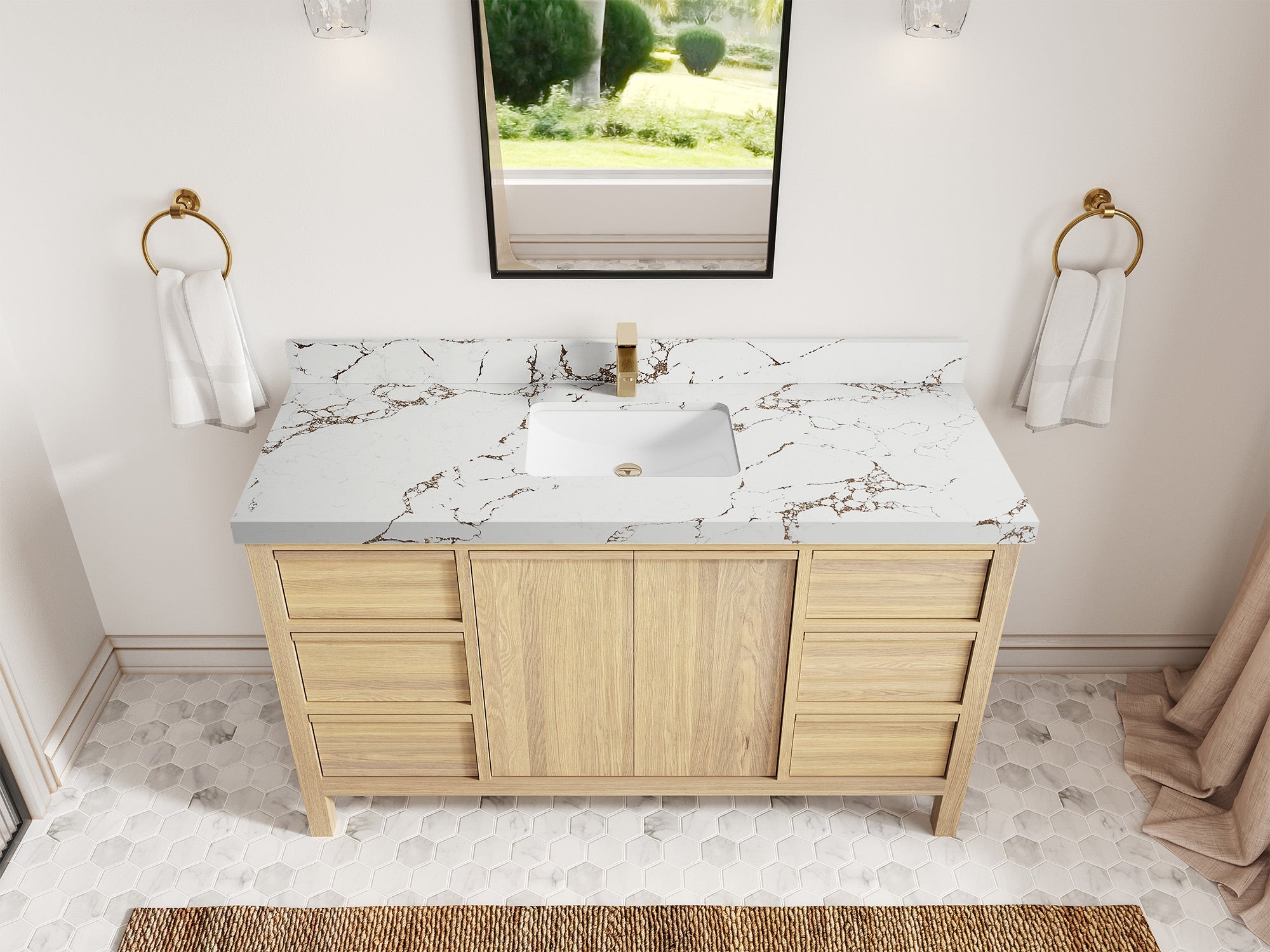 Elizabeth White Oak 60 in. W x 22 in. D Single Sink Bathroom Vanity