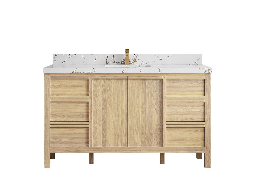 Elizabeth White Oak 60 in. W x 22 in. D Single Sink Bathroom Vanity