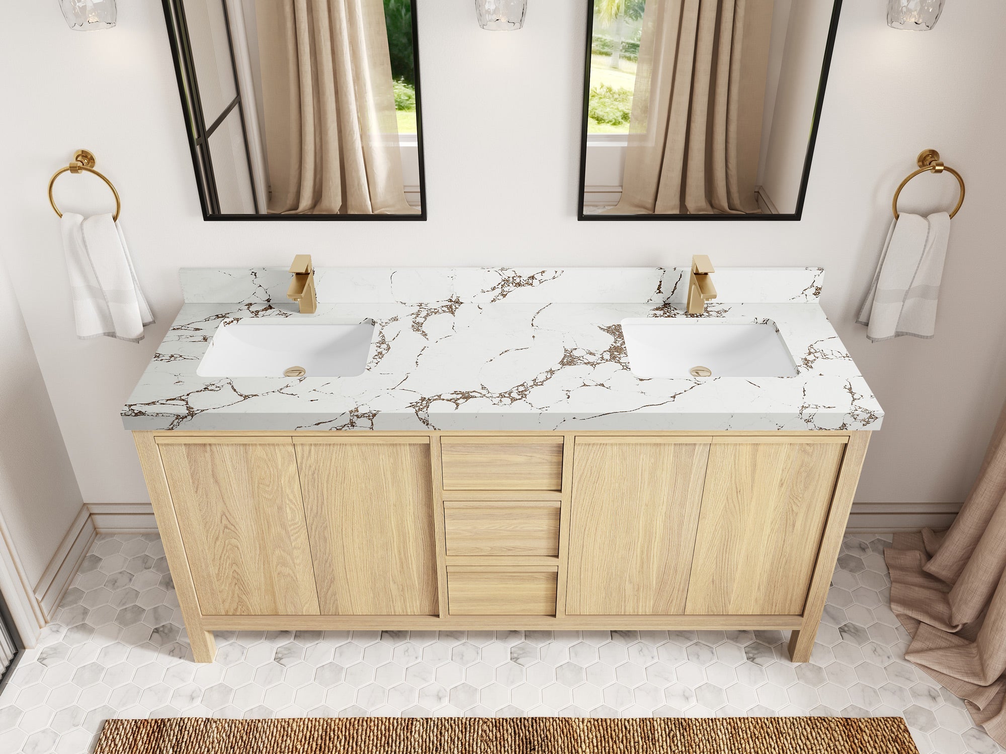Elizabeth White Oak 72 in. W x 22 in. D Double Sink Bathroom Vanity
