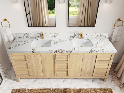 Elizabeth White Oak 84 in. W x 22 in. D Double Sink Bathroom Vanity