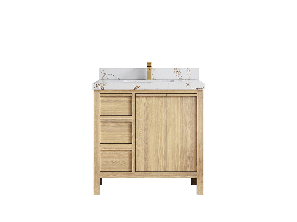 Elizabeth White Oak 36 in. W x 22 in. D Center Sink Bathroom Vanity
