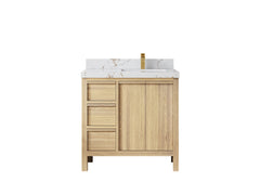 Elizabeth White Oak 36 in. W x 22 in. D Right Offset Sink Bathroom Vanity - photo 1