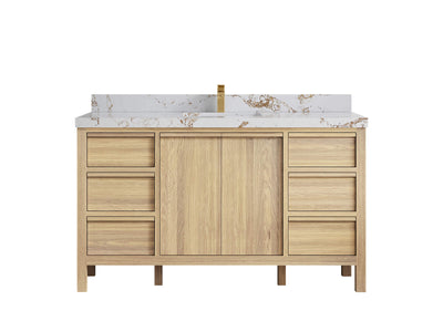Elizabeth White Oak 60 in. W x 22 in. D Single Sink Bathroom Vanity - Willow Bath and Vanity