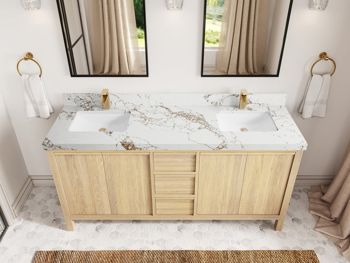 Elizabeth White Oak 72 in. W x 22 in. D Double Sink Bathroom Vanity - photo 44
