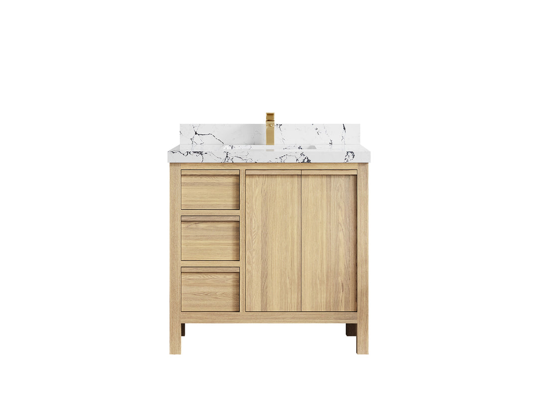 Elizabeth White Oak 36 in. W x 22 in. D Center Sink Bathroom Vanity
