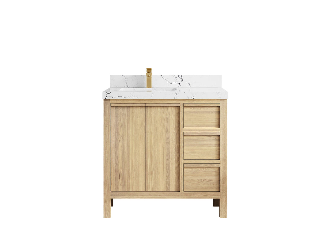 Elizabeth White Oak 36 in. W x 22 in. D Left Offset Sink Bathroom Vanity
