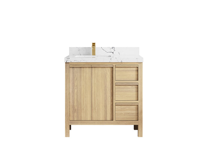 Elizabeth White Oak 36 in. W x 22 in. D Left Offset Sink Bathroom Vanity - photo 45