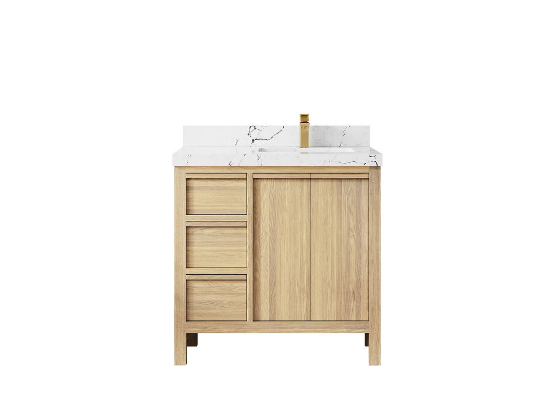 Elizabeth White Oak 36 in. W x 22 in. D Right Offset Sink Bathroom Vanity