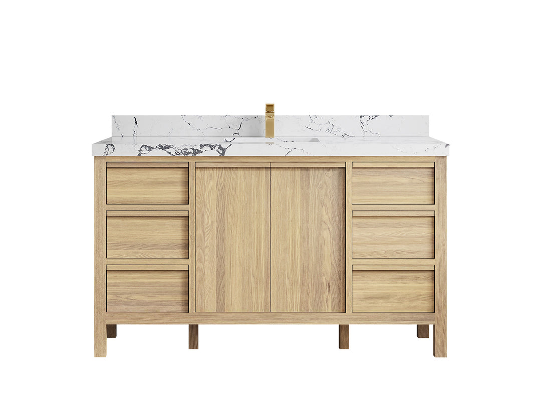 Elizabeth White Oak 60 in. W x 22 in. D Single Sink Bathroom Vanity