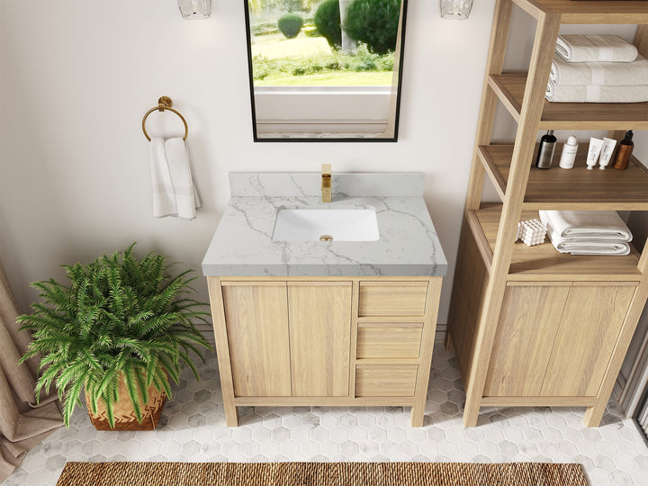 Elizabeth White Oak 36 in. W x 22 in. D Center Sink Bathroom Vanity - photo 46