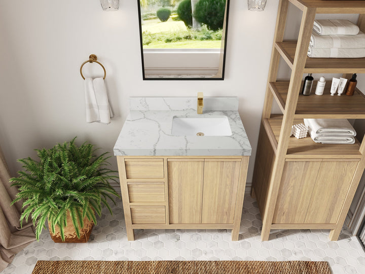 Elizabeth White Oak 36 in. W x 22 in. D Right Offset Sink Bathroom Vanity - photo 46