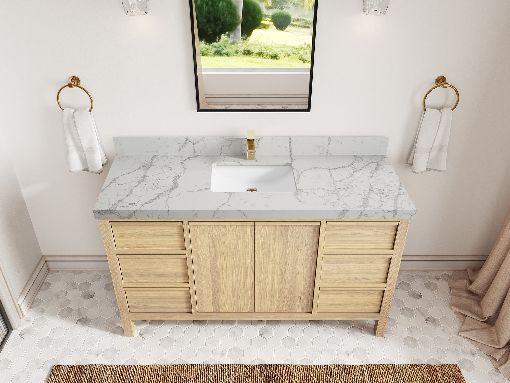 Elizabeth White Oak 60 in. W x 22 in. D Single Sink Bathroom Vanity