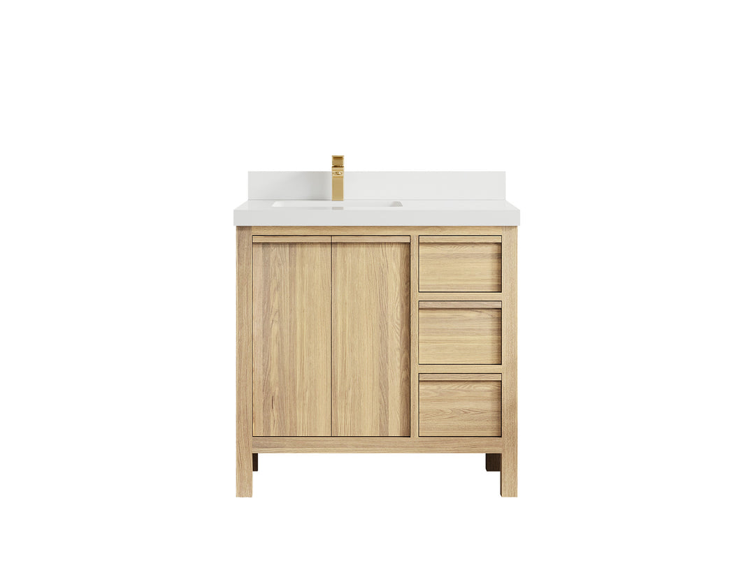 Elizabeth White Oak 36 in. W x 22 in. D Left Offset Sink Bathroom Vanity